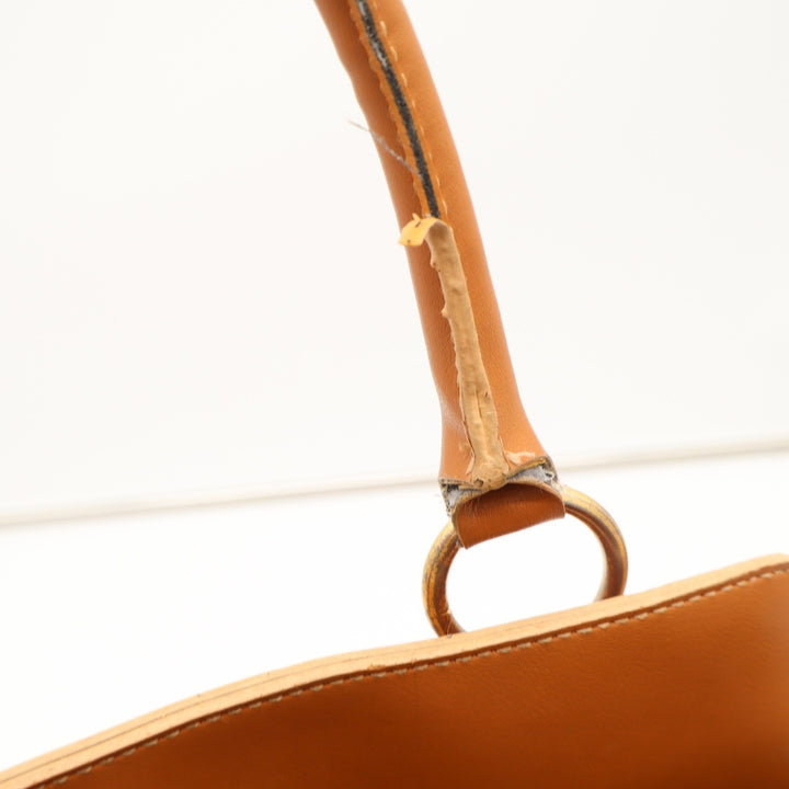 Emilie M Satchel Handbag Womens Large Tan Faux Leather Multi Pocket Fair
