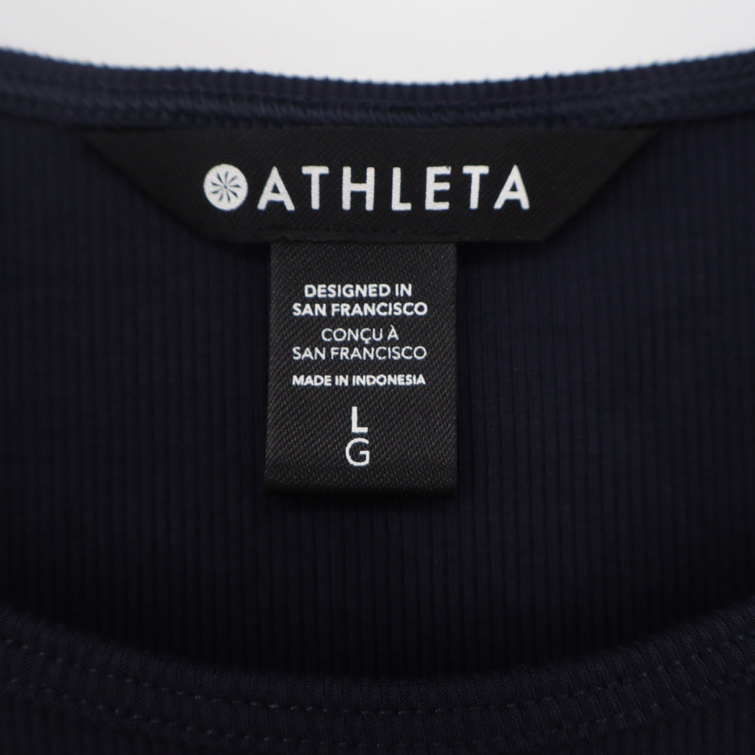 Athleta Navy Blue Ribbed Modal Blend Spaghetti Strap Camisole Tank Top Large
