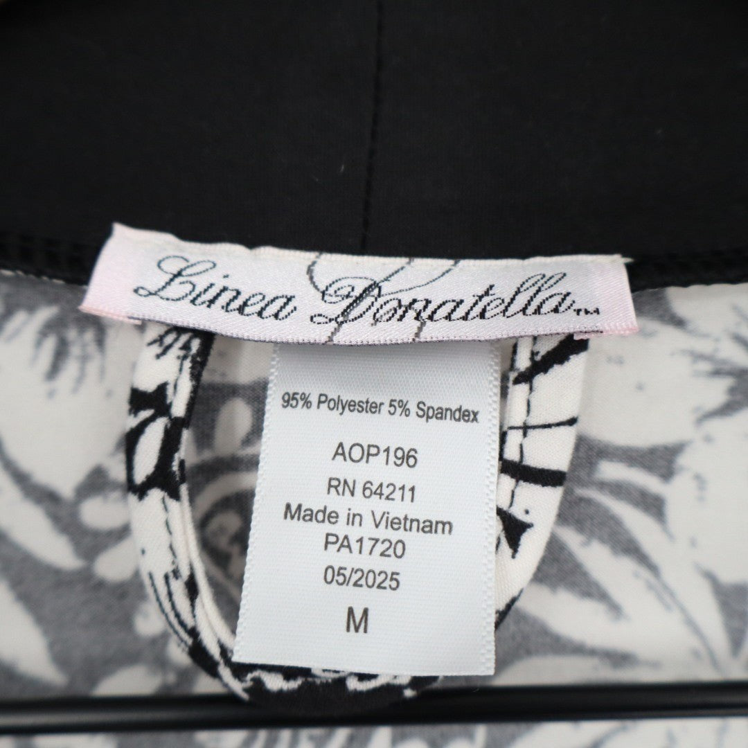 Linea Donatella Wrap Robe Lingerie Womens M Black Floral Long Sleeve Sleepwear