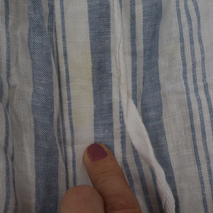 Casa Cabana Blue White Striped Linen Blend Wide Leg Pants Medium RN 146919