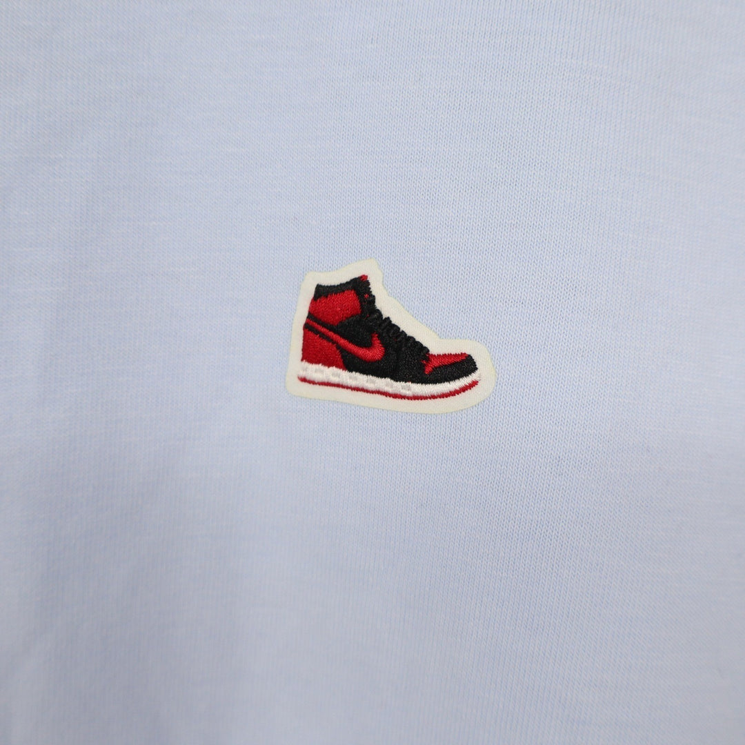 Jordan Boys Hydrogen Blue AJ1 Sneaker Graphic T-Shirt L 12-13