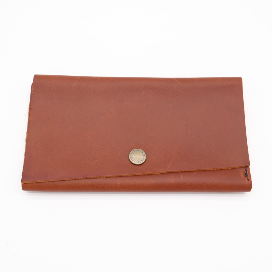 Portland Leather Goods Rancher Womens Tri-Fold Wallet Honey Brown Card Slots