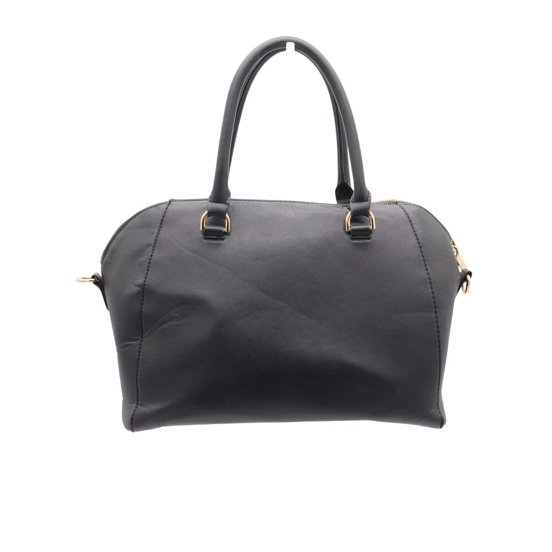 Target Black Faux Leather Satchel Crossbody Handbag Gold Hardware