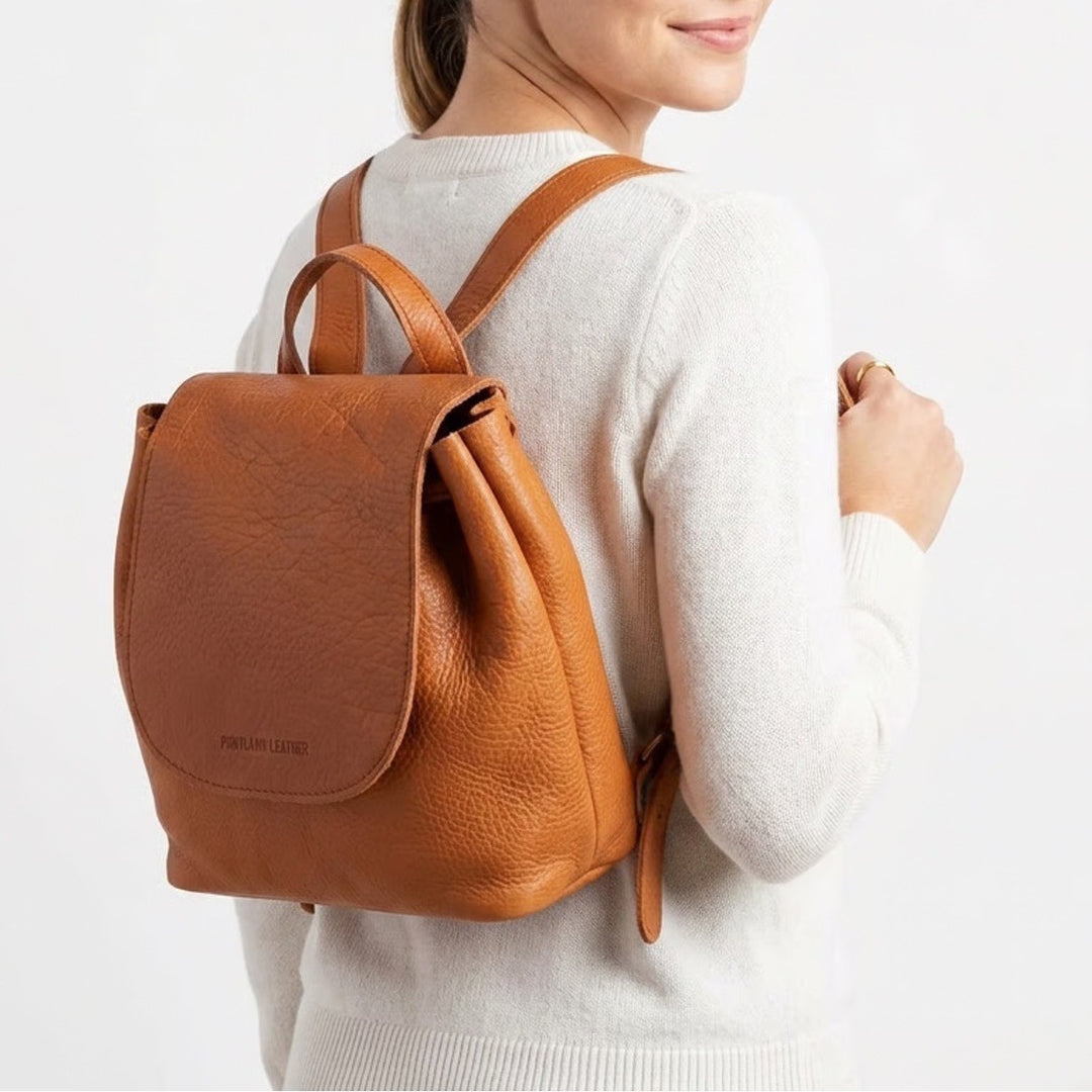 Portland Leather Womens Bucket Backpack Brown Adjustable Shoulder Strap Bag