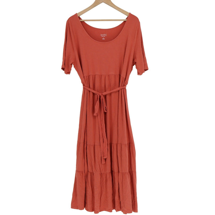 Isabel Maternity by Ingrid & Isabel Rust Tiered Midi Dress XL Short Sleeve