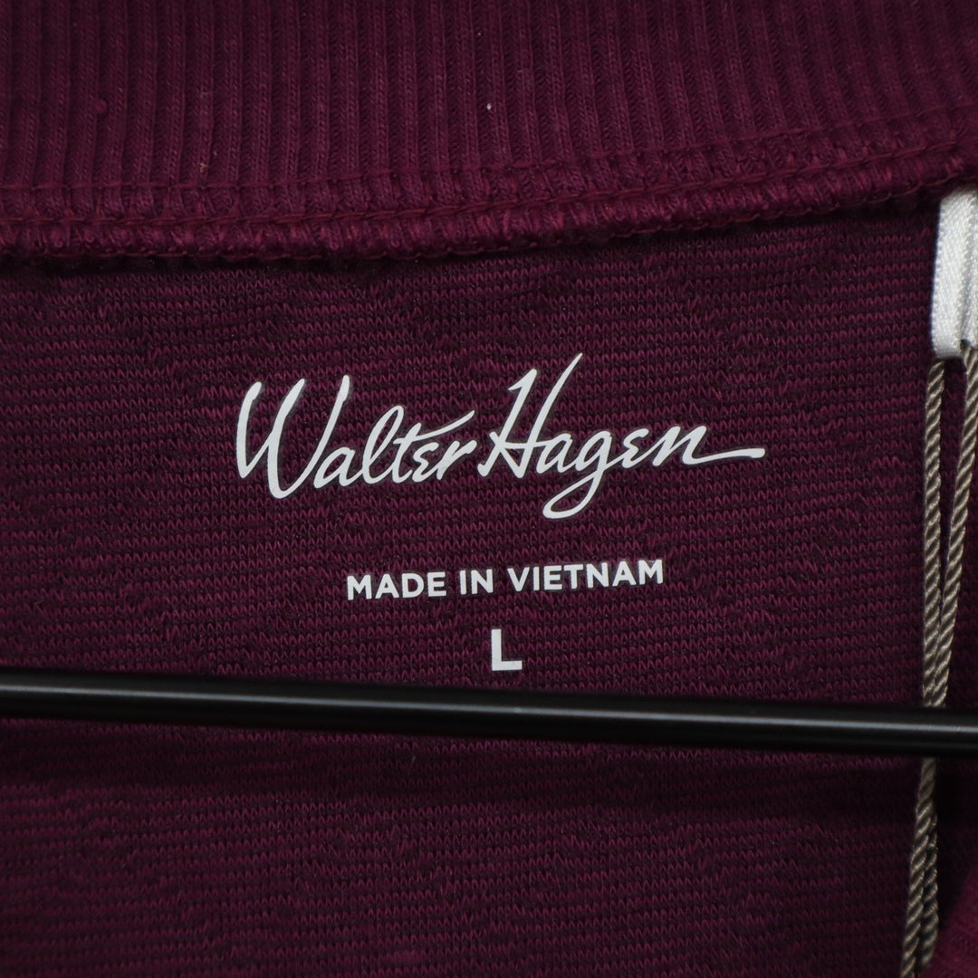 Walter Hagen Womens L Clubhouse Pullover Crew Beet Quilted Puff Sleeve