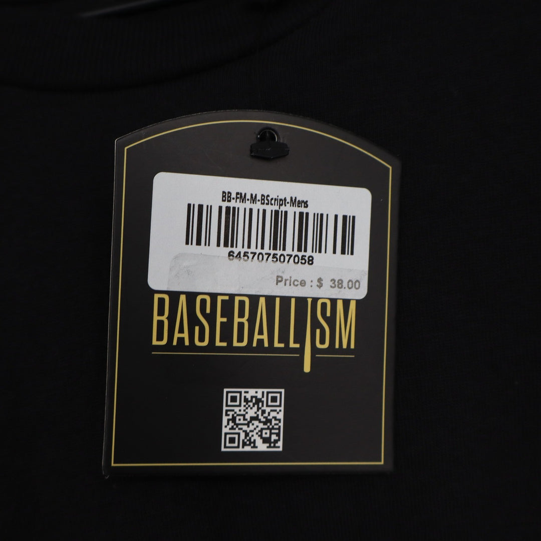 Baseballism Mens The Bat Bros Script Graphic T-Shirt Black Size M