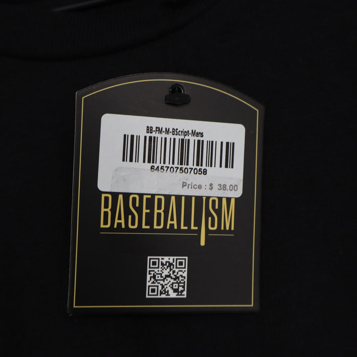 Baseballism Mens The Bat Bros Script Graphic T-Shirt Black Size M