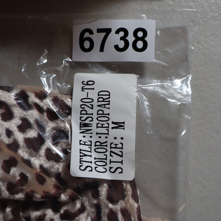 Naked Wardrobe Leopard Print Twist Front Long Sleeve Crop Top  Brown M