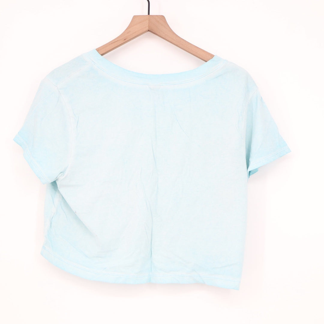 Wild Fable Light Blue V-Neck Cropped T-Shirt Cotton XL