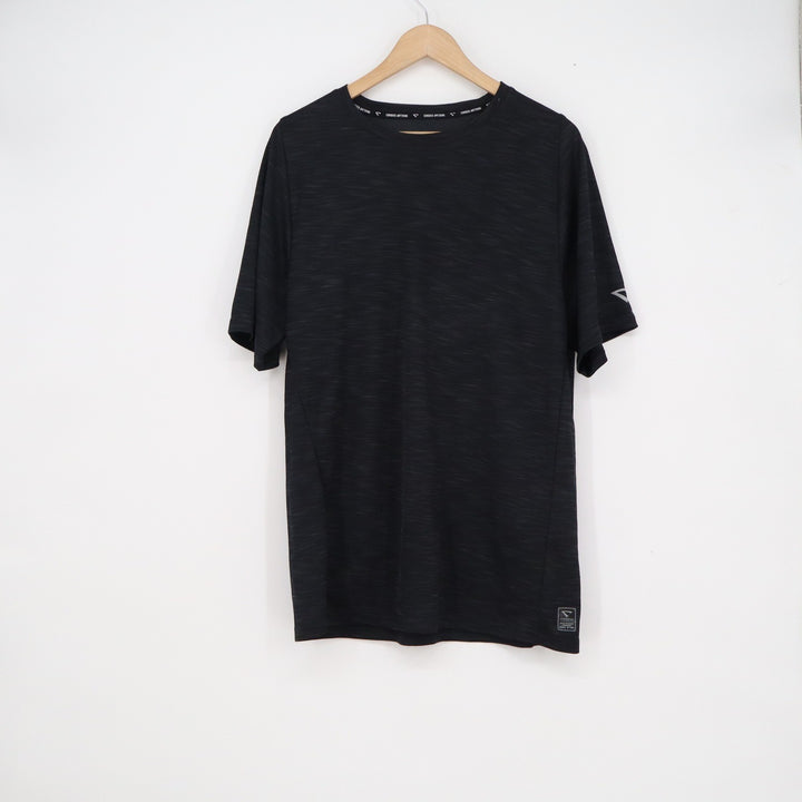 Cheetah Mens Black Heathered Performance Dri T-Shirt Large Short Sleeve Gym Top