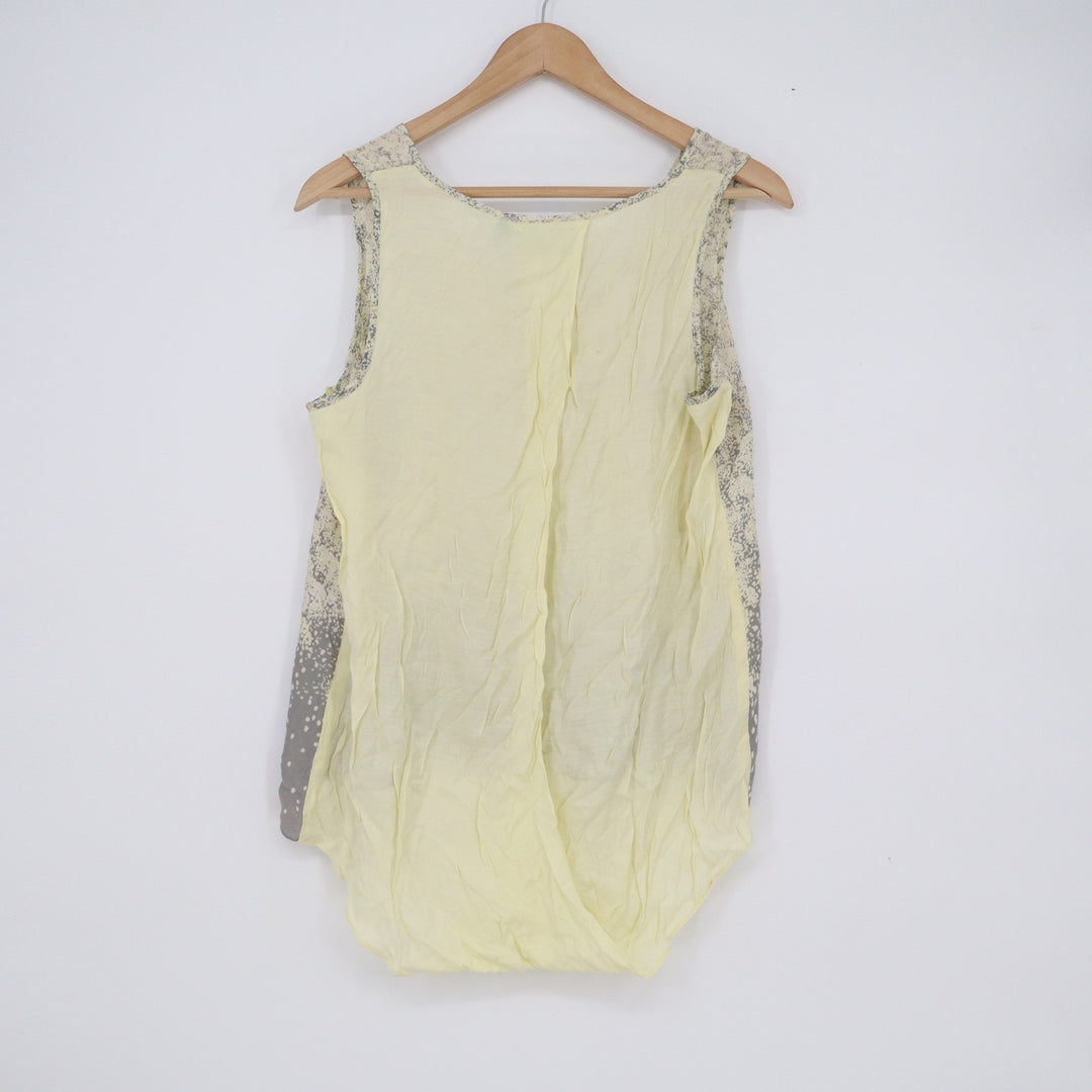 Simply Vera Vera Wang Womens Large Yellow Grey Floral Dot Layered Tank Top