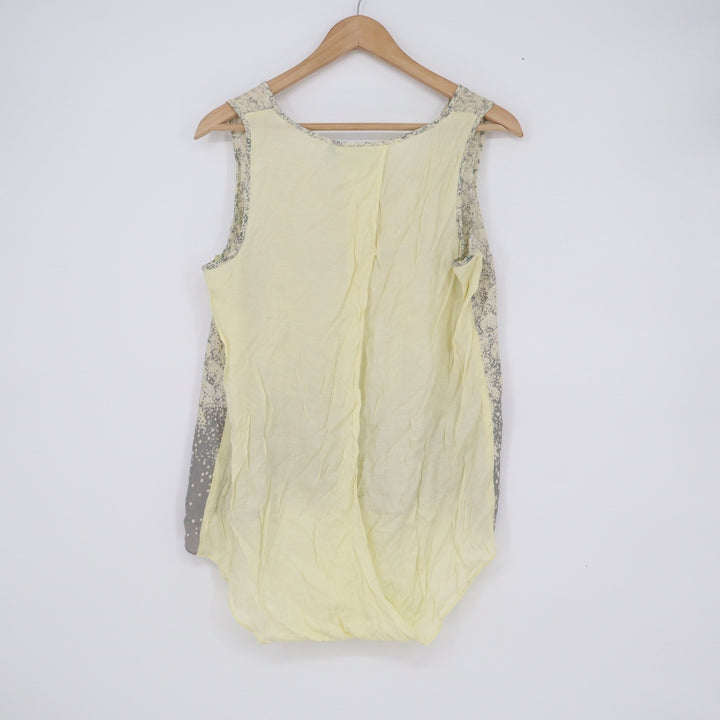 Simply Vera Vera Wang Womens Large Yellow Grey Floral Dot Layered Tank Top
