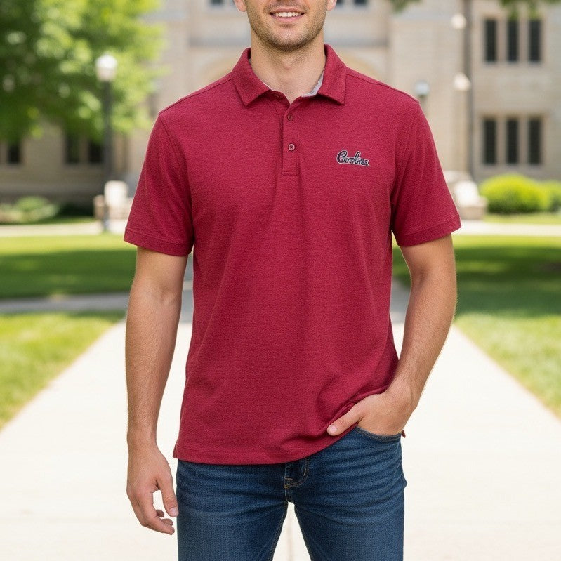 Under Armour Carolina Polo Shirt Men's Medium Loose Fit Red Short Sleeve Golf