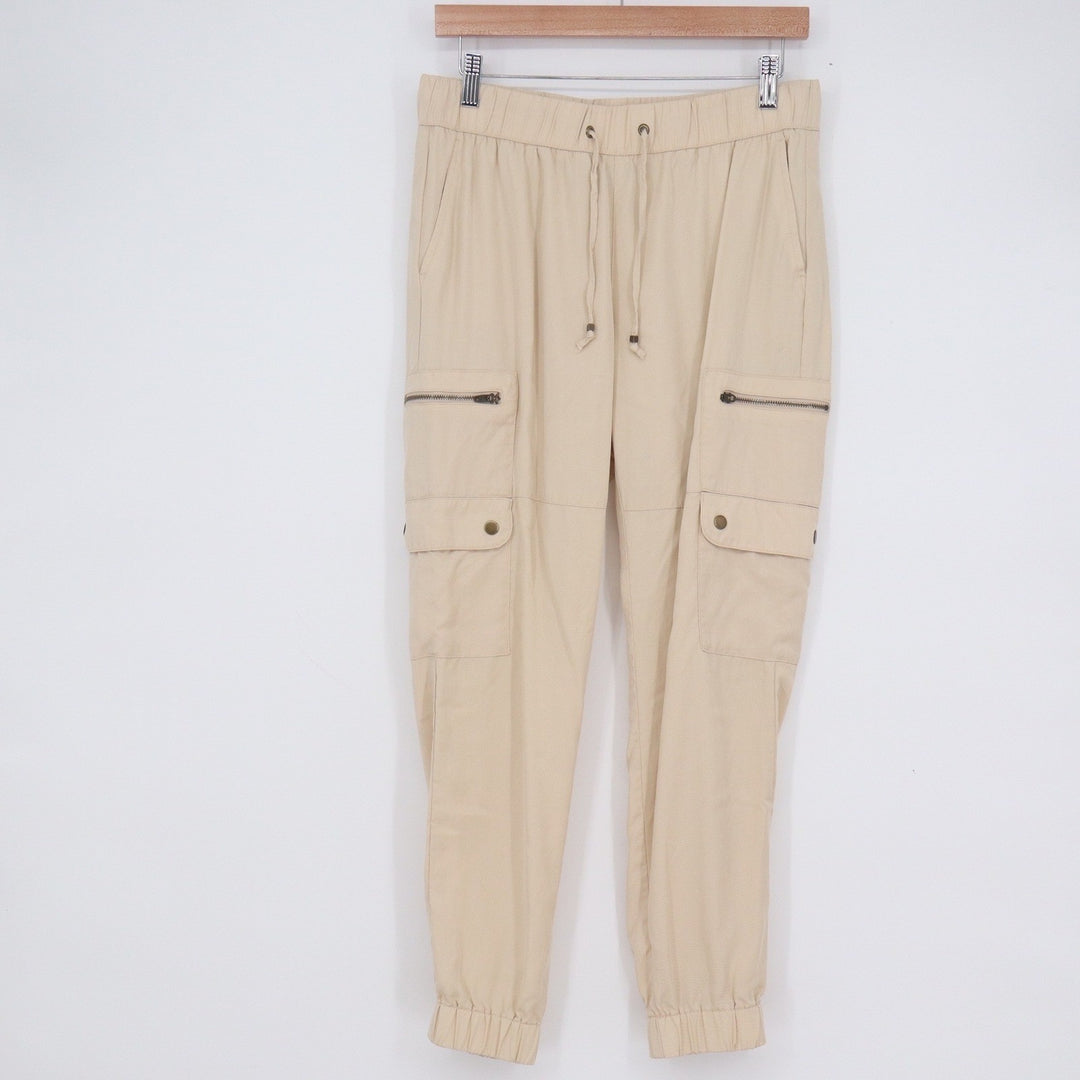 Banana Republic Womens Small Tencel Cargo Joggers Sand Beige Utility Pants