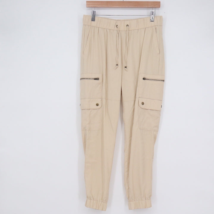 Banana Republic Womens Small Tencel Cargo Joggers Sand Beige Utility Pants