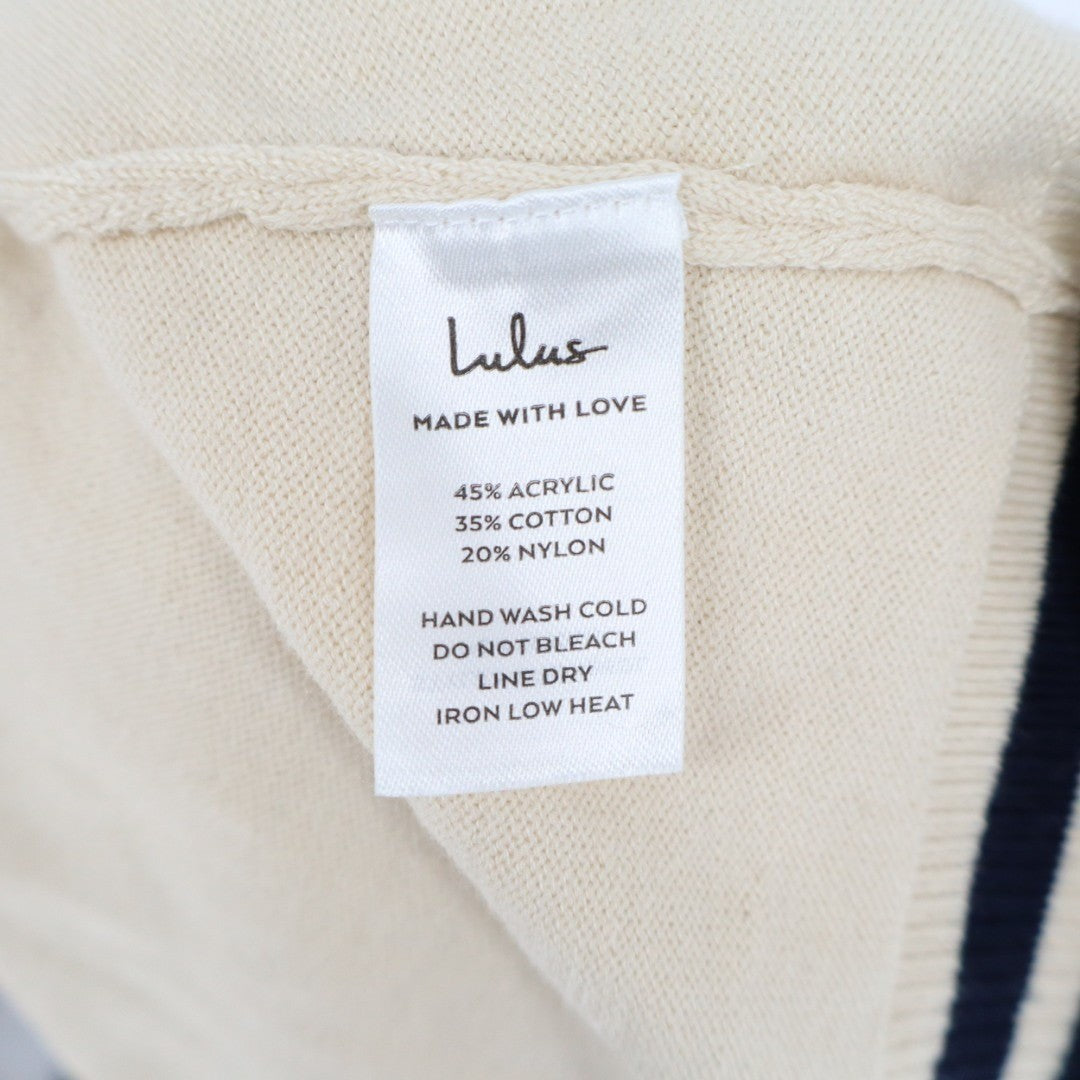 Lulus Sweater Mini Dress Womens Large Beige Knit Acrylic Lightweight Scoop Neck