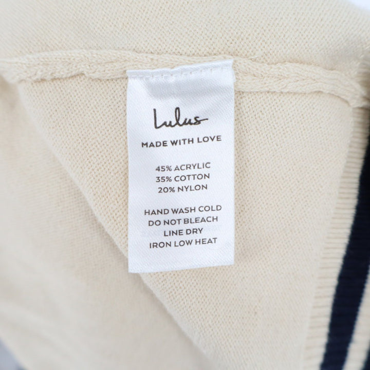 Lulus Sweater Mini Dress Womens Large Beige Knit Acrylic Lightweight Scoop Neck
