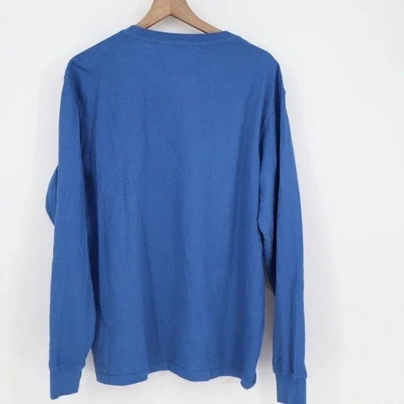 American Giant T-Shirt Mens XL Blue Cotton Front Pocket Crew Neck Long Sleeve