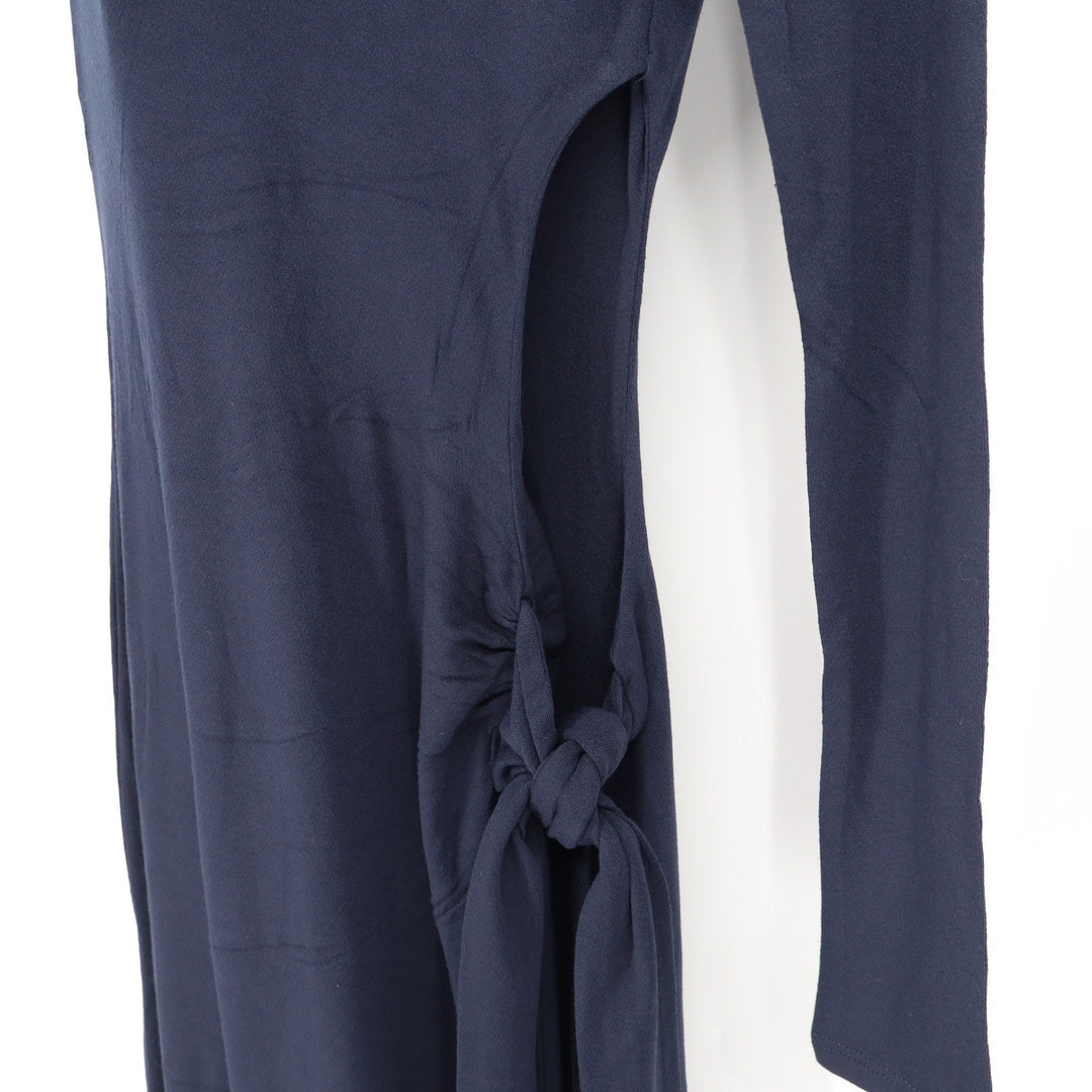 Naked Wardrobe Navy Blue One Shoulder Long Sleeve Cutout Maxi Dress S
