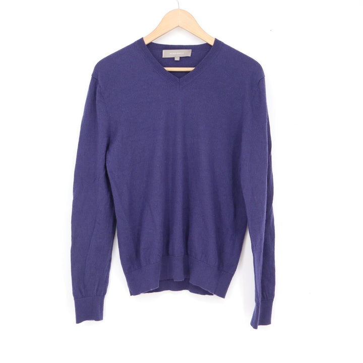 Neiman Marcus Mens Purple 100% Cashmere V-Neck Long Sleeve Sweater Size Large