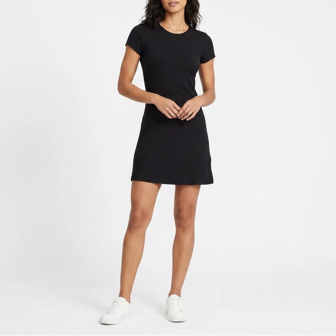 Olivia Rae Womens Black Short Sleeve Scoop Neck T-Shirt Mini Dress Size M