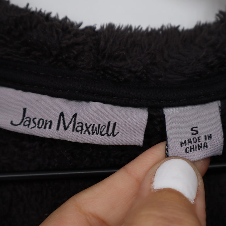 Jason Maxwell Womens Dark Brown Fleece Full Zip Hooded Jacket Small