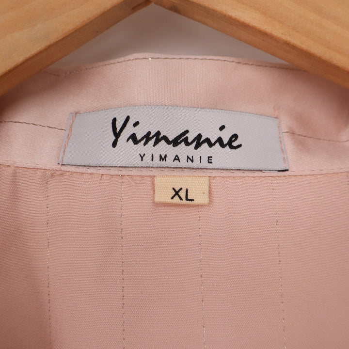 Yimanie Pajama Set Women XL Pinstripe Pink Metallic Button-down Excellent