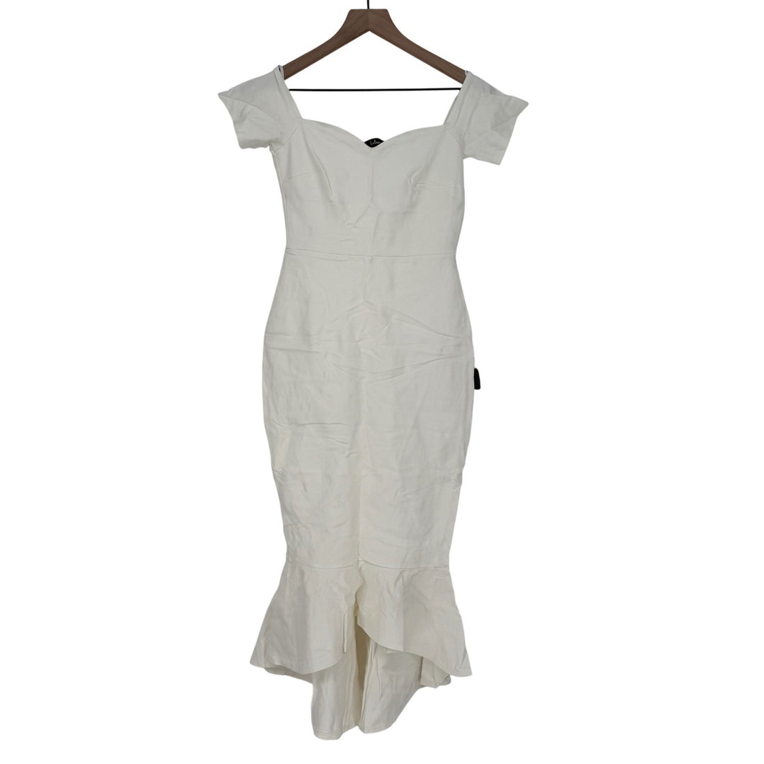 Lulus How Much I Care Ivory Off-The-Shoulder Midi Dress Size S