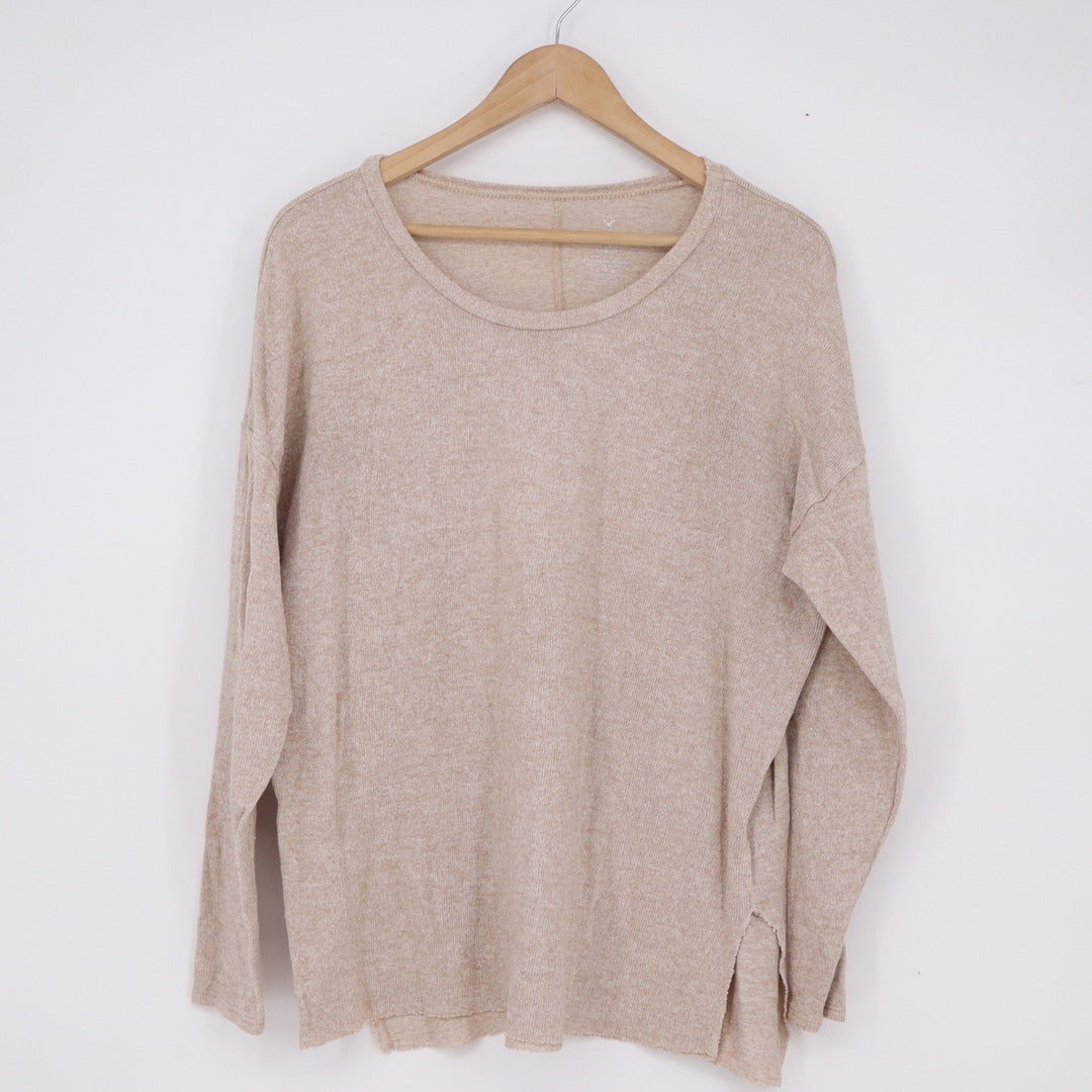 American Eagle Soft & Sexy Plush Tan Heather Long Sleeve Top Large