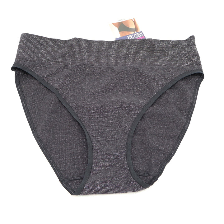 Maidenform M Seamless High Leg Bikini Womens Small Black Stretch Nylon Ribbed