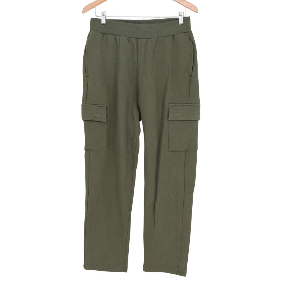 American Giant Sweatpants Womens Medium Green Cotton Fleece Lined Cargo Pockets