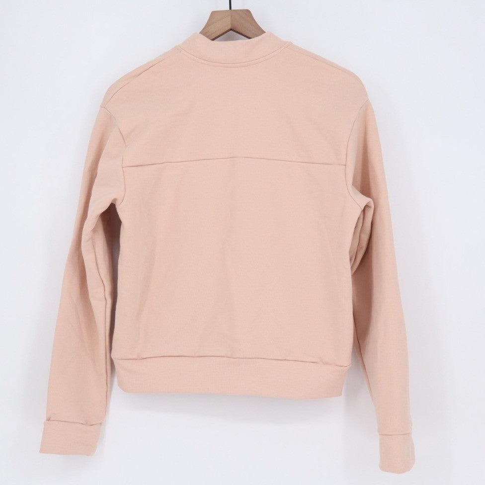 American Giant Fleece Bomber Jacket Womens Small Cameo Rose Ribbed Full Zip