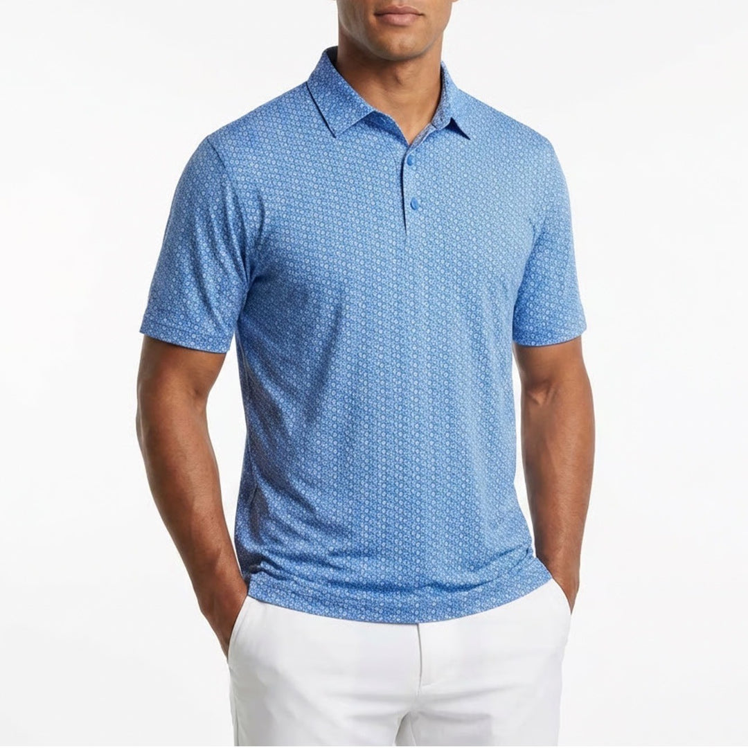Callaway Opti-Dri Polo Shirt Mens 3X Blue Foulard Print Stretch Golf Tennis