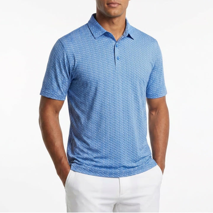 Callaway Opti-Dri Polo Shirt Mens 3X Blue Foulard Print Stretch Golf Tennis