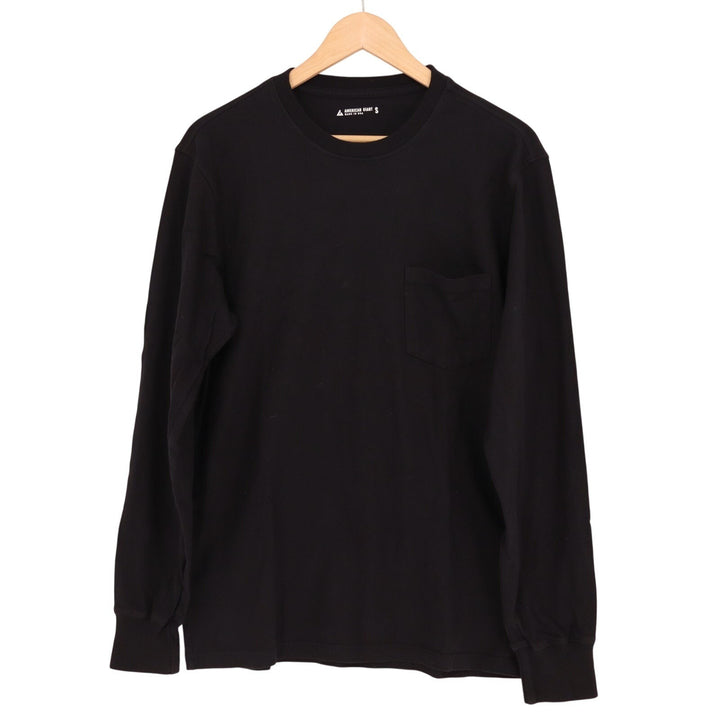 American Giant Pocket Tee Shirt Mens Small Black Cotton Ribbed Cuffs Crew Neck