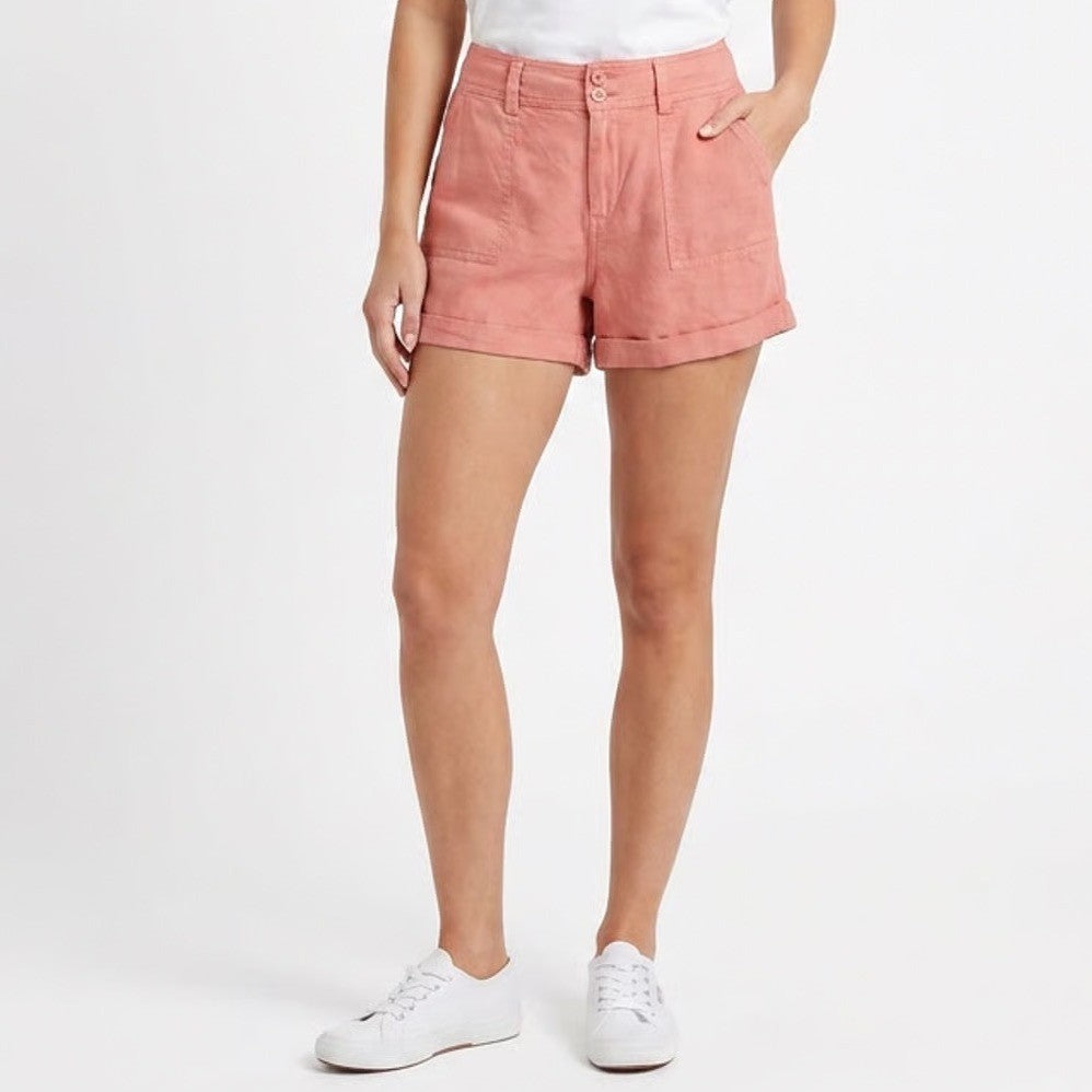 Forever 21 Pink Linen Blend Rolled Hem Casual Shorts Womens Size M