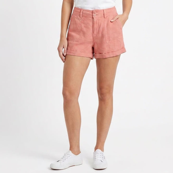 Forever 21 Pink Linen Blend Rolled Hem Casual Shorts Womens Size M