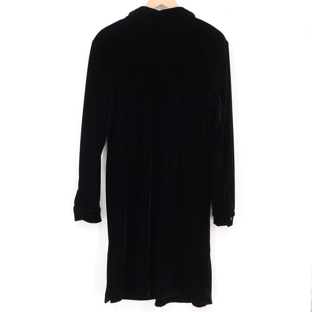Annie Alexander Black Velvet Button Front Shirt Dress Long Sleeve Medium