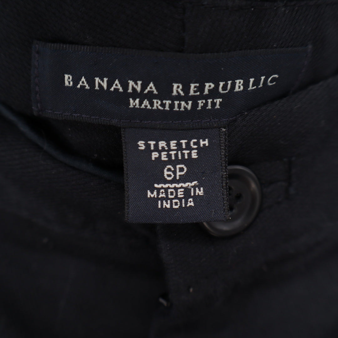 Banana Republic Martin Fit Black Cuffed Chino Shorts Petite 6P Stretch Cotton