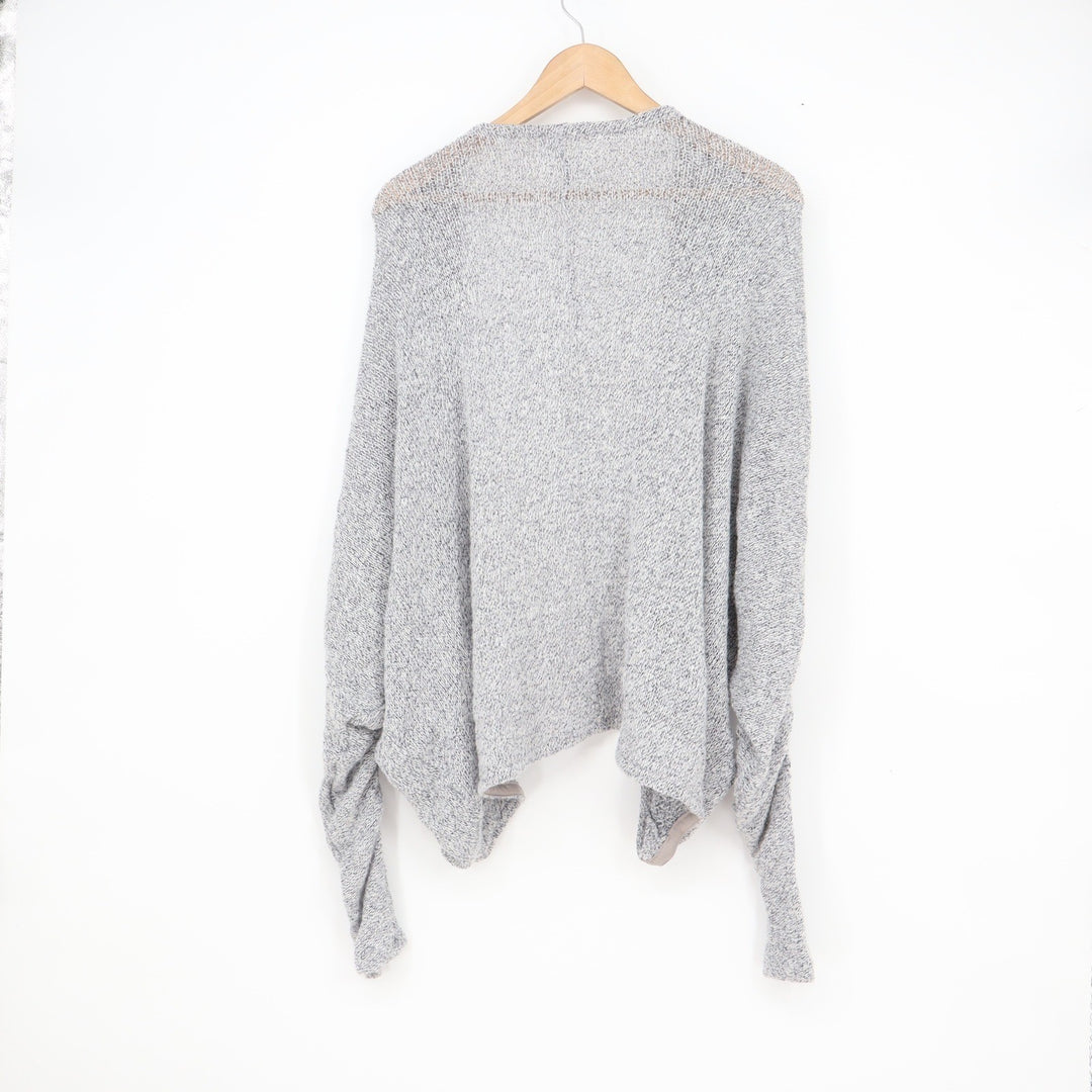 Sadie & Sage Grey Marled Open Front Cocoon Cardigan Ruched Sleeve XL