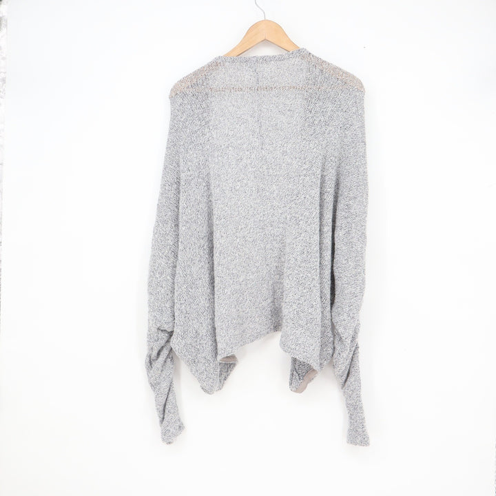 Sadie & Sage Grey Marled Open Front Cocoon Cardigan Ruched Sleeve XL
