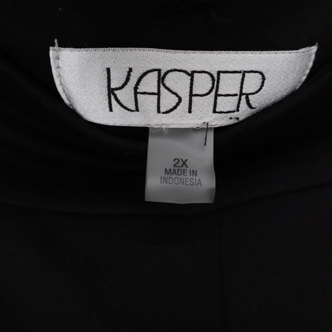 Kasper Womens Plus 2X Black Straight Leg Stretch Pull On Dress Pants Workwear