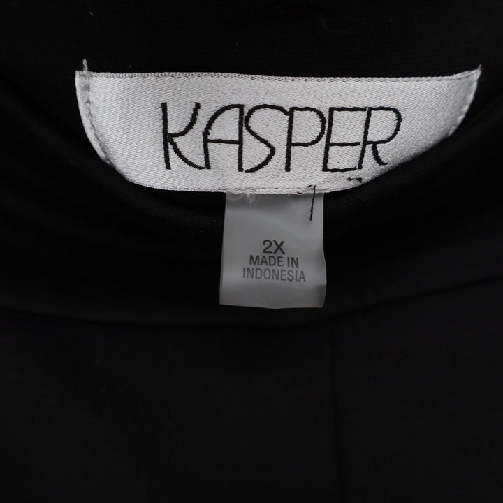 Kasper Womens Plus 2X Black Straight Leg Stretch Pull On Dress Pants Workwear