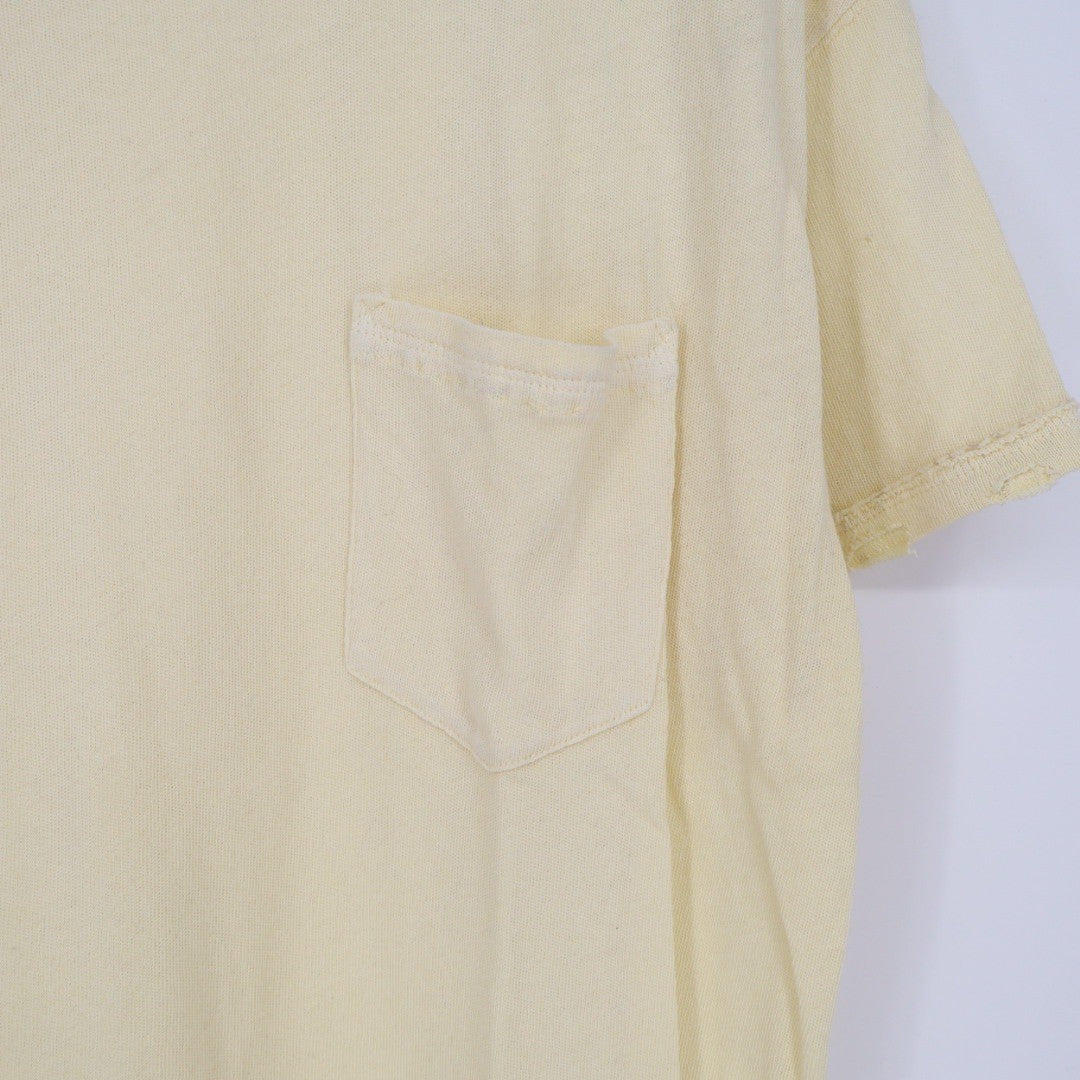 We The Free Distressed Cream Yellow Oversized Pocket Tee T Shirt Medium