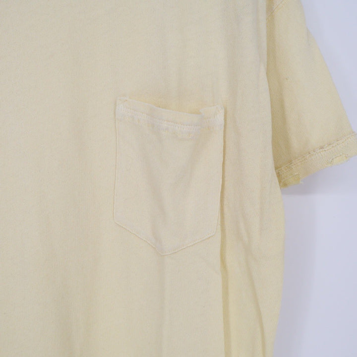 We The Free Distressed Cream Yellow Oversized Pocket Tee T Shirt Medium