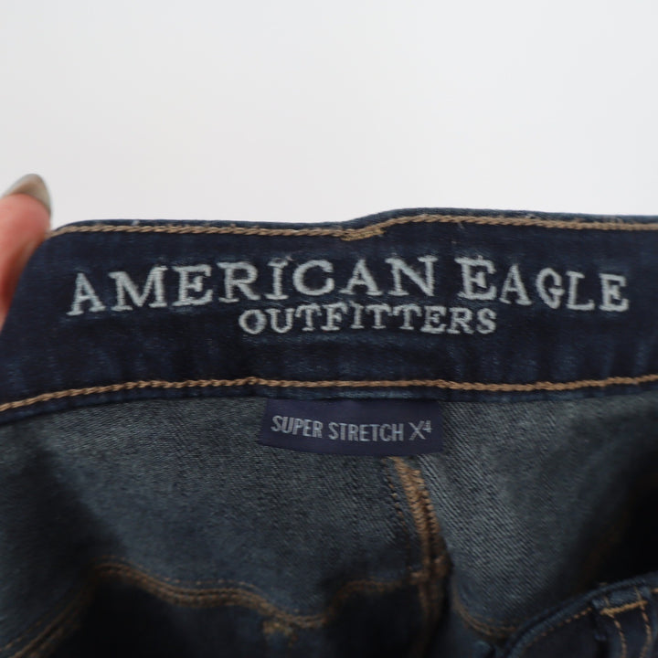American Eagle Jeans Womens 4 Long Super Stretch X4 Dark Blue Skinny Excellent