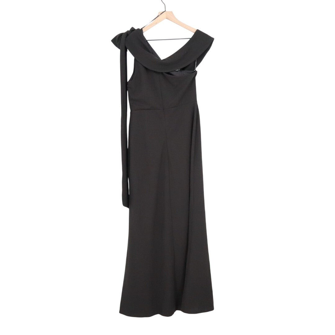 Lulus Stepped Out Stunning Maxi Dress Women L Black Stretch One-Shoulder Mermaid