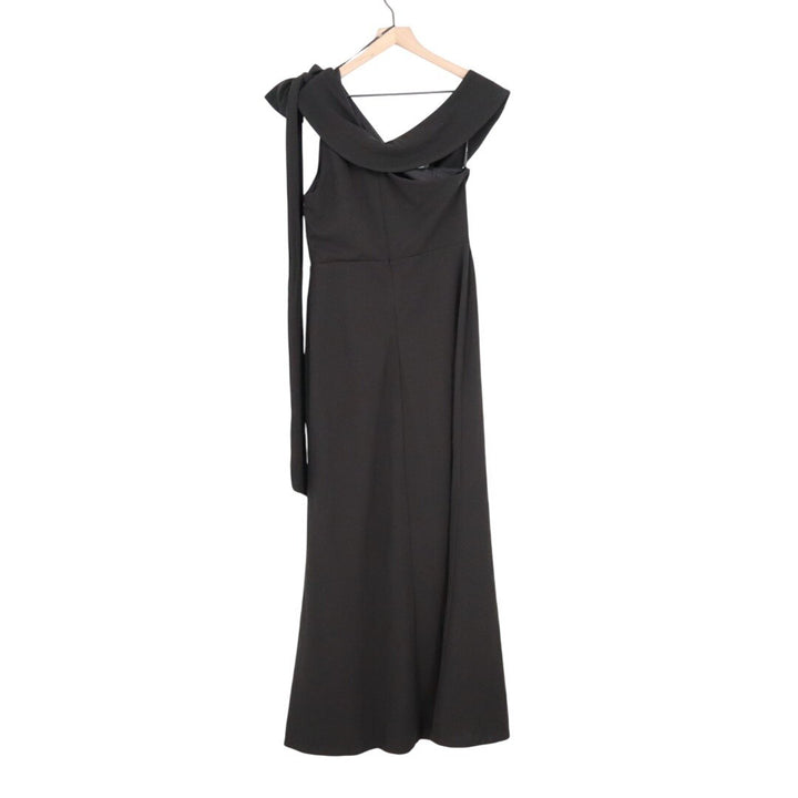Lulus Stepped Out Stunning Maxi Dress Women L Black Stretch One-Shoulder Mermaid