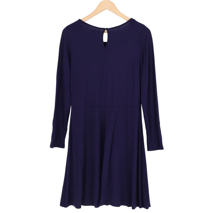 Charming Charlie Fit & Flare Dress Womens Small Navy Blue Stretch Long Sleeve